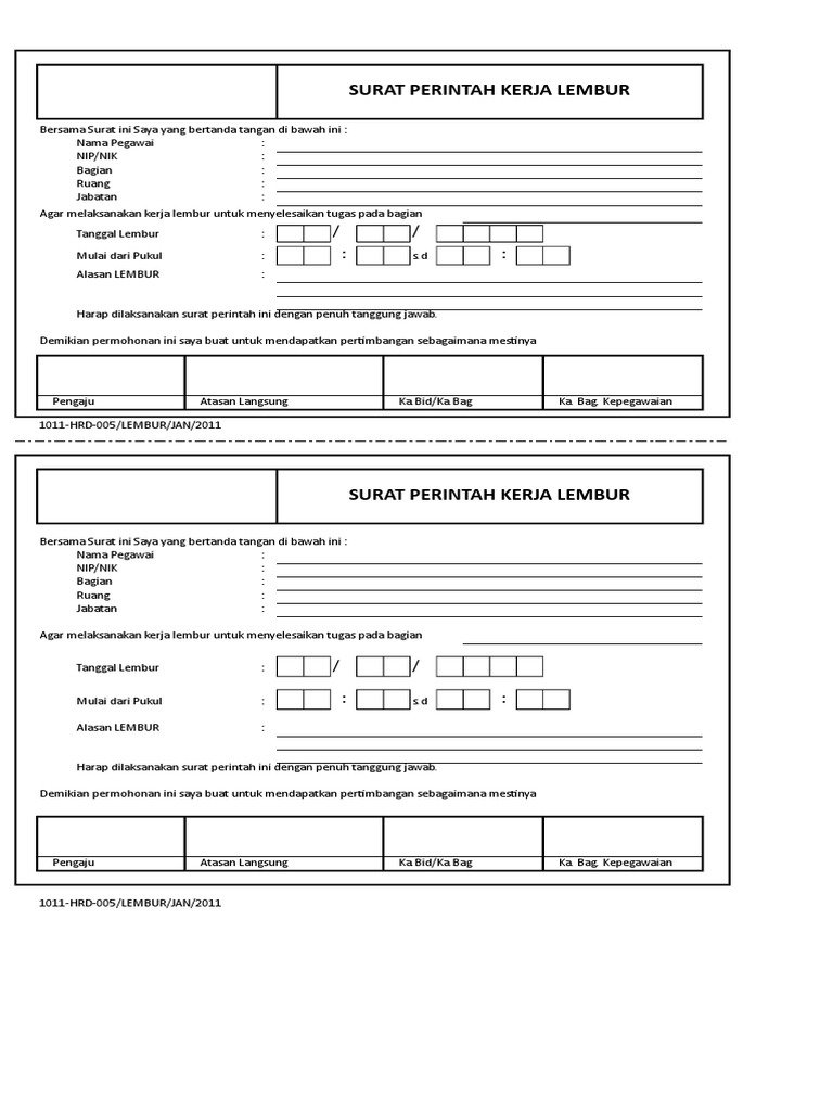 Form Pengajuan Lembur