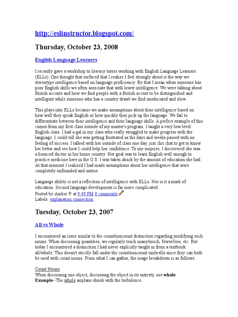 Understanding ELLs and Language Proficiency | PDF | English As A Second ...