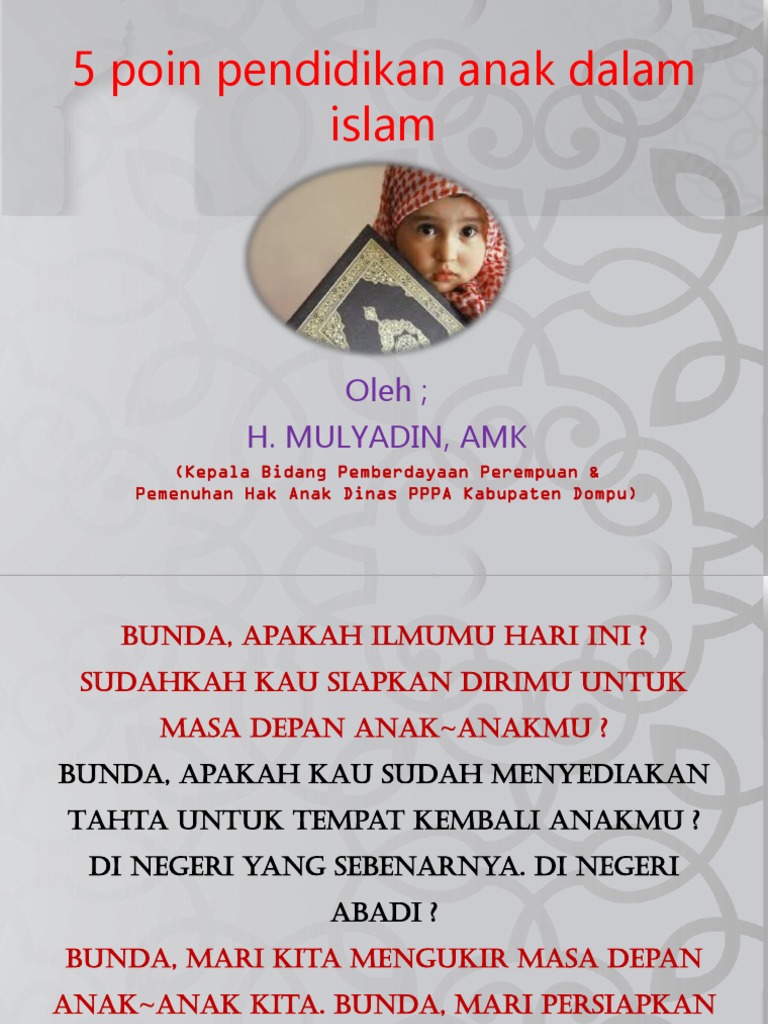 Lima Poin Pendidikan Anak Dalam Islam Eramuslim