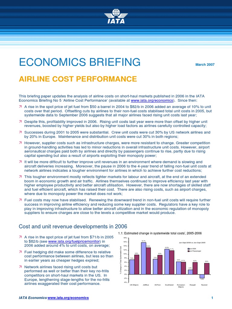 IATA Economic Briefing Airline Cost Performance Update PDF