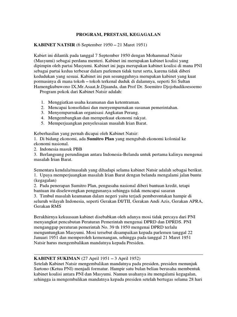 Program Prestasi Kegagalan 7 Kabinet