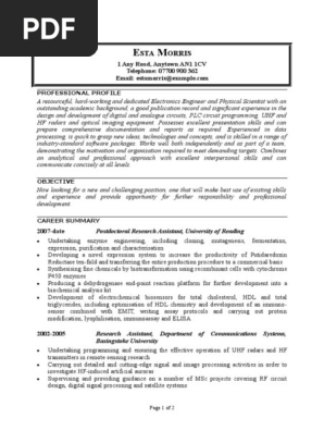 CV Academic Sample