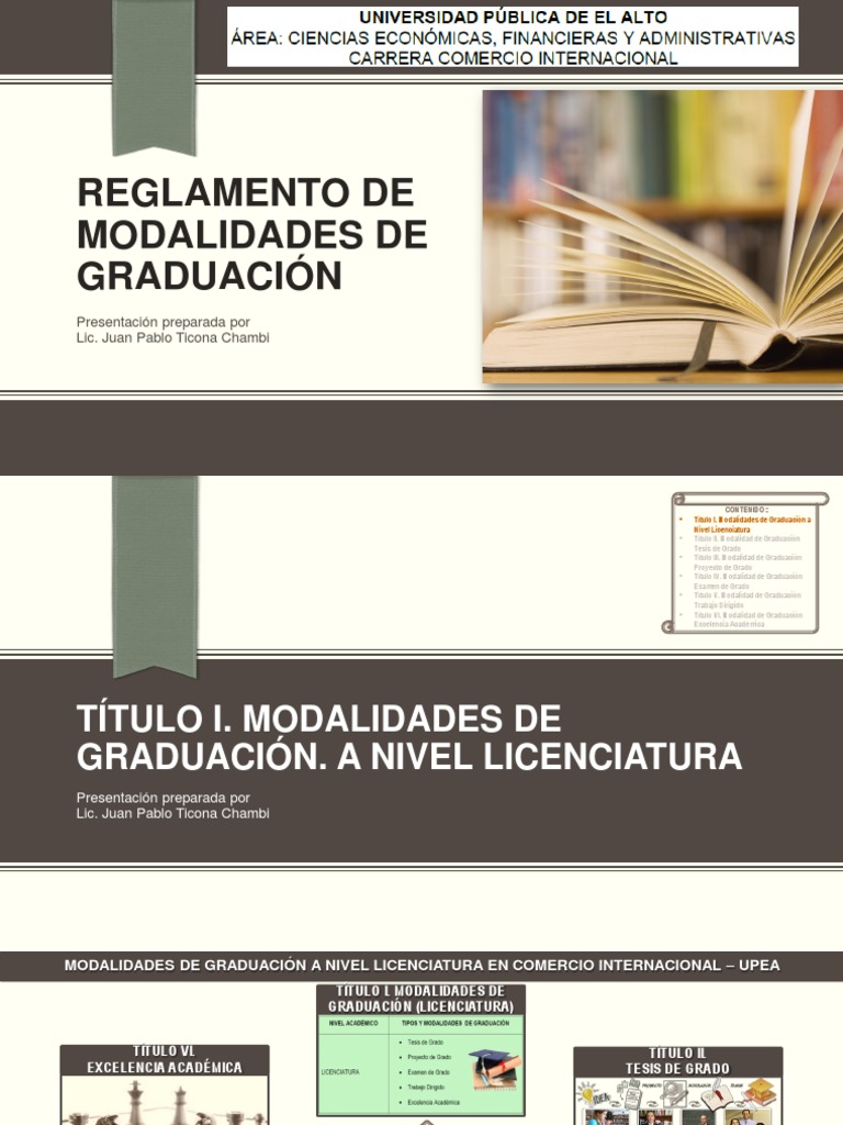 UPEA, Comercio Internacional, Modalidades de Graduación