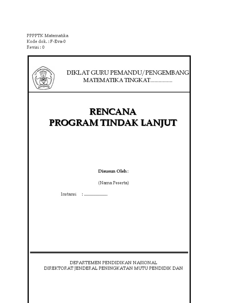 Contoh Laporan Rencana Tindak Lanjut Diklat Guru Paud