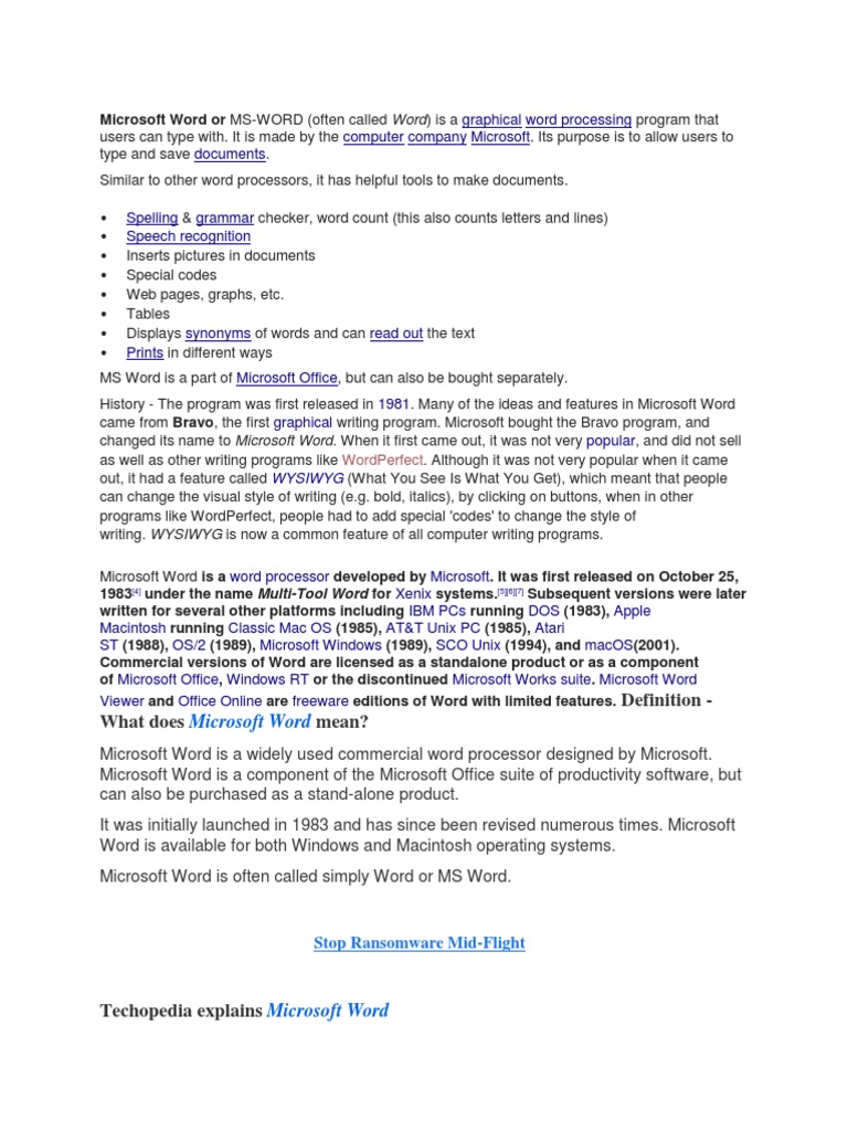 Definition What Does Mean? Microsoft Word PDF Microsoft Word