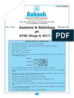 Answers & Solutions: For For For For For NTSE (Stage-I) 2017-18