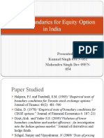Option Boundaries For Equity Option in India: Presented by Kunnal Singh 09FN-051 Mahendra Singh Dev 09FN-054