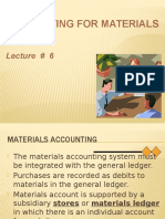Accounting For Materials: Lecture # 6