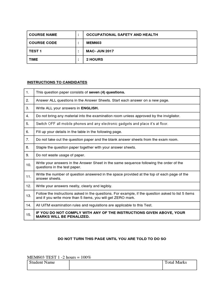 Test 1 N 2 Mem603 Mac Jun 2017 - Sample For Reference | PDF | Influenza ...