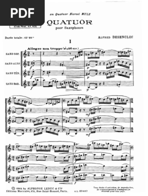 Alfred Desenclos - Quatuor (Sax Quartet SATB) PDF | PDF