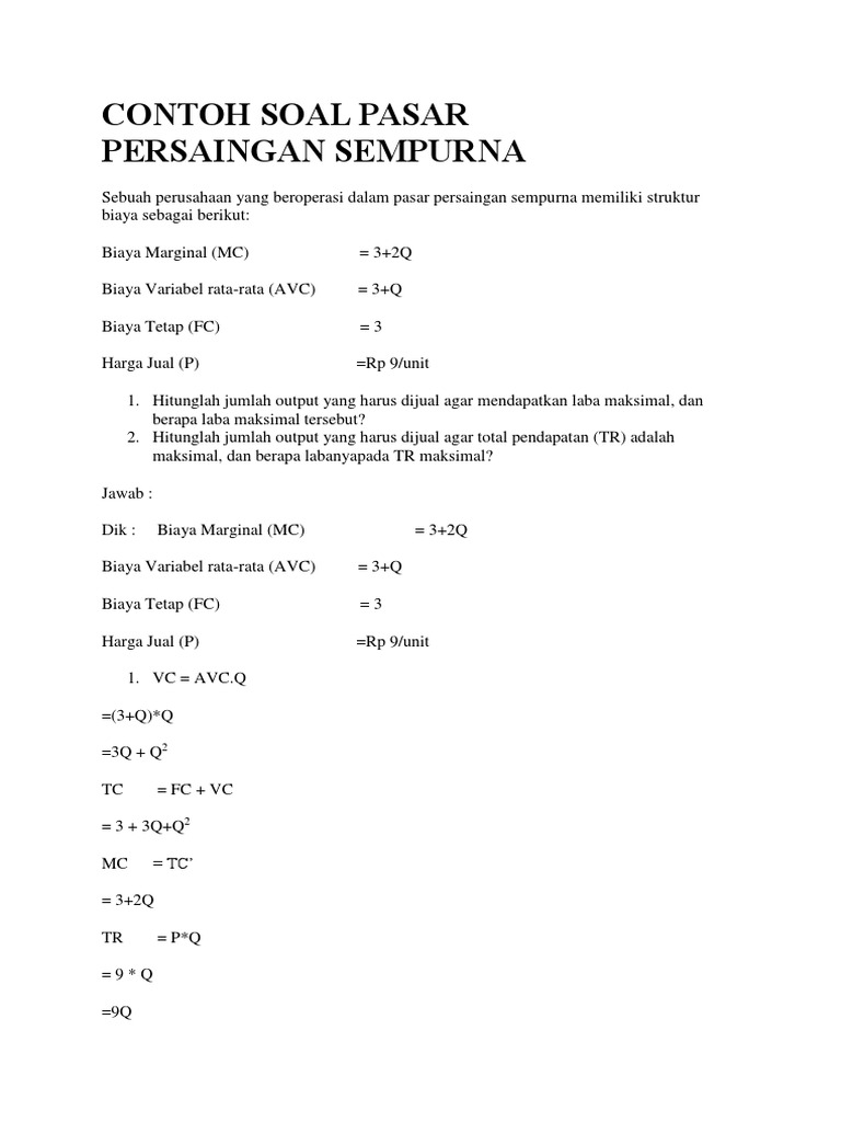 CONTOH SOAL PASAR PERSAINGAN.docx