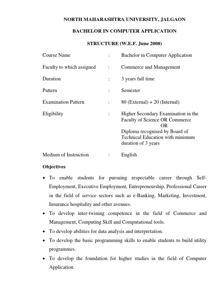 BCA Course Structure and Subjects Overview | PDF | Matrix (Mathematics ...