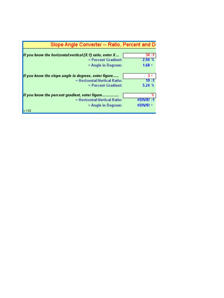 Slope Angle and Percent Converter | PDF | Teaching Methods & Materials