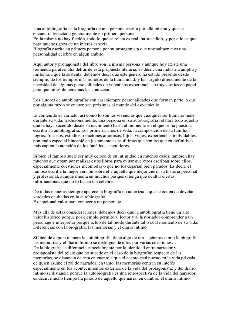 Que Diferencia Hay Entre Una Biografia Y Una Autobiografia