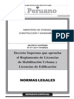 Decreto Supremo Nº 011-2017-Vivienda_reglamento de Licencias de Habilitación Urbana y Licencias de Edificación
