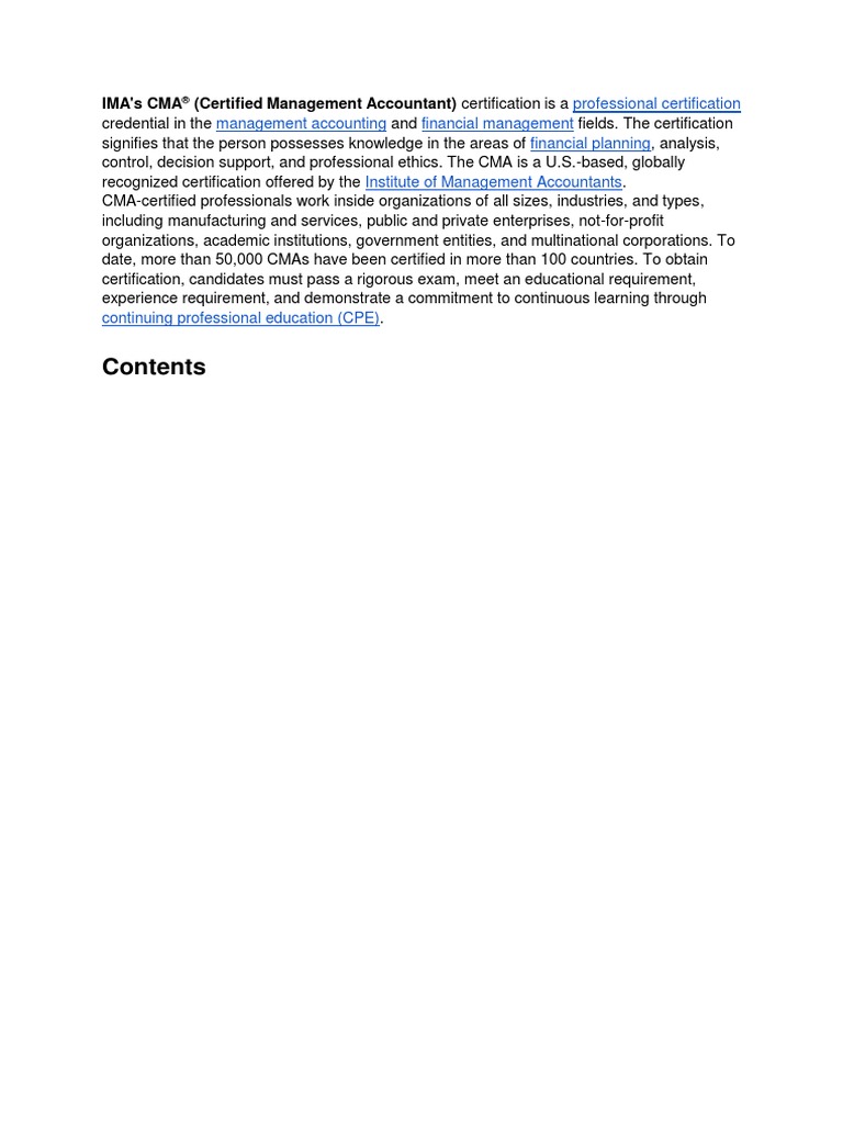CMA Certification Overview and Requirements | PDF
