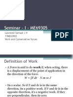 Seminar - I - ME69305: Lawrenzi Samuel J H 17ME63R03 Work and Conservative Forces