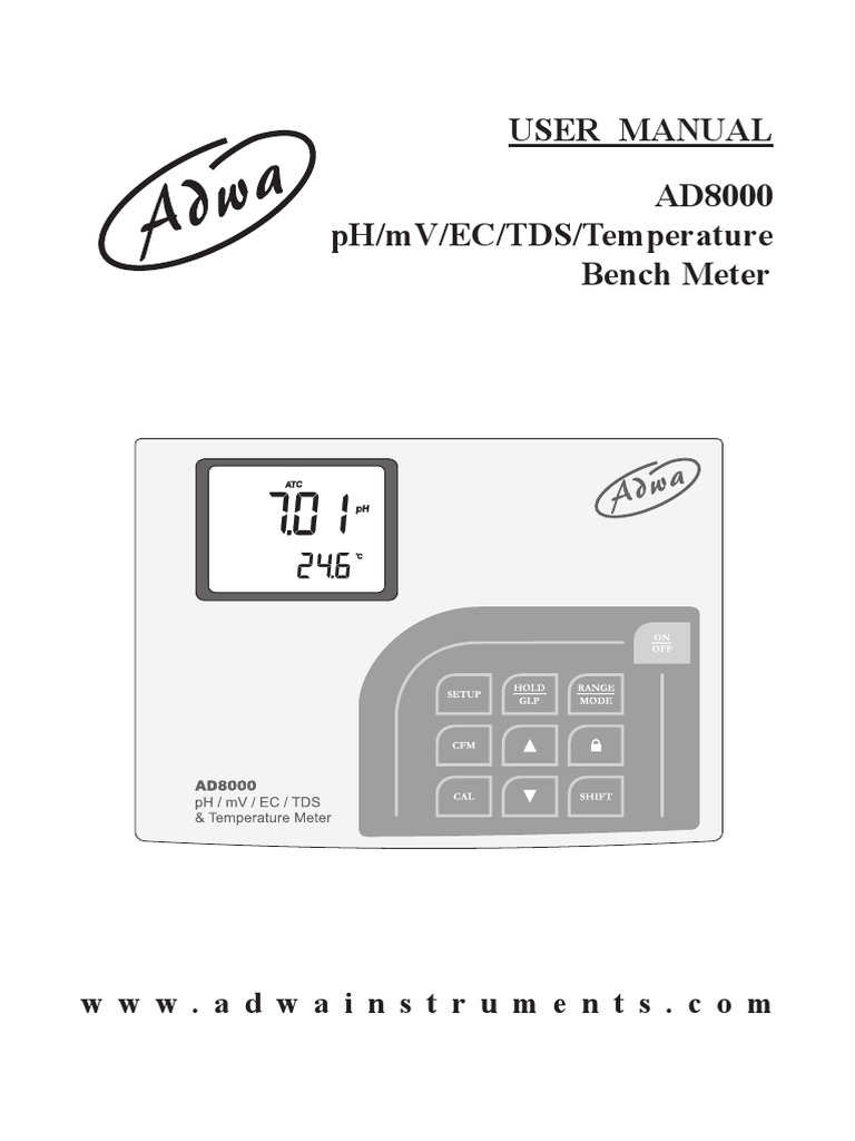 AD8000 Bench Meter User Manual PDF Ph Calibration