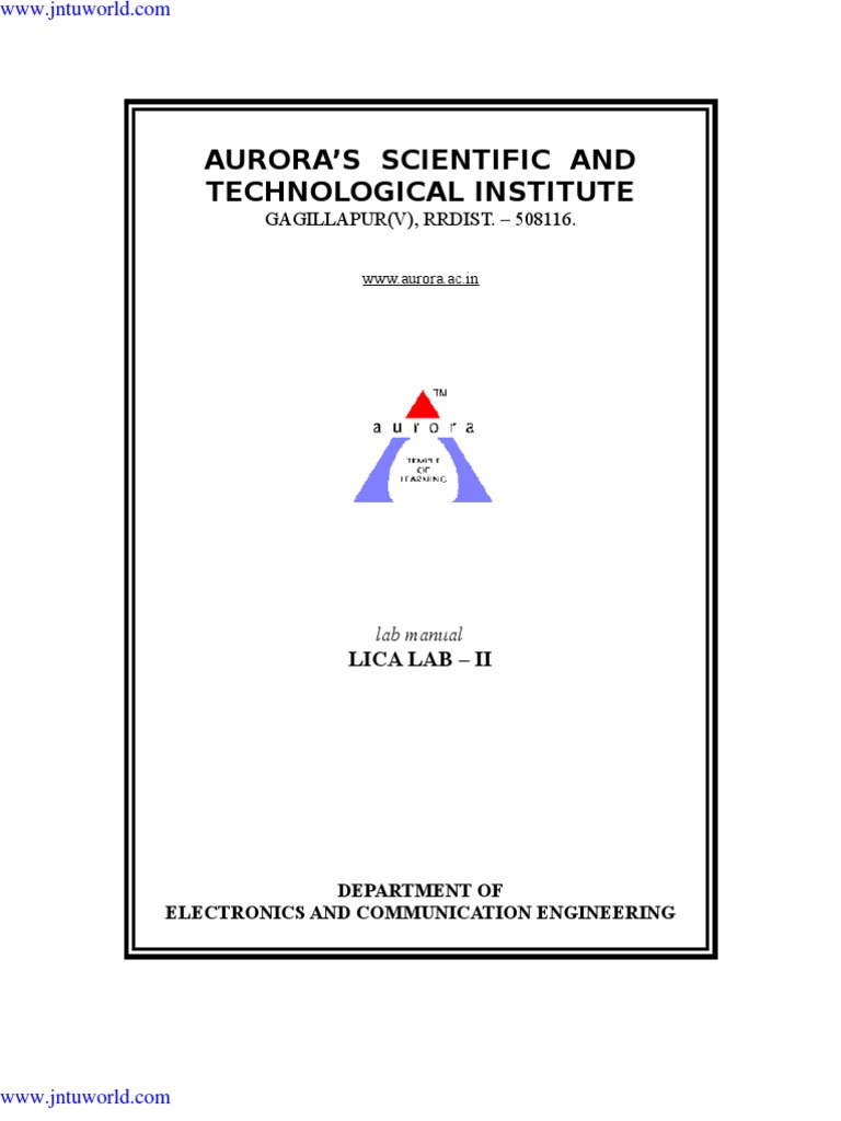 LICA Lab Manual for Electronics Experiments | PDF | Operational ...