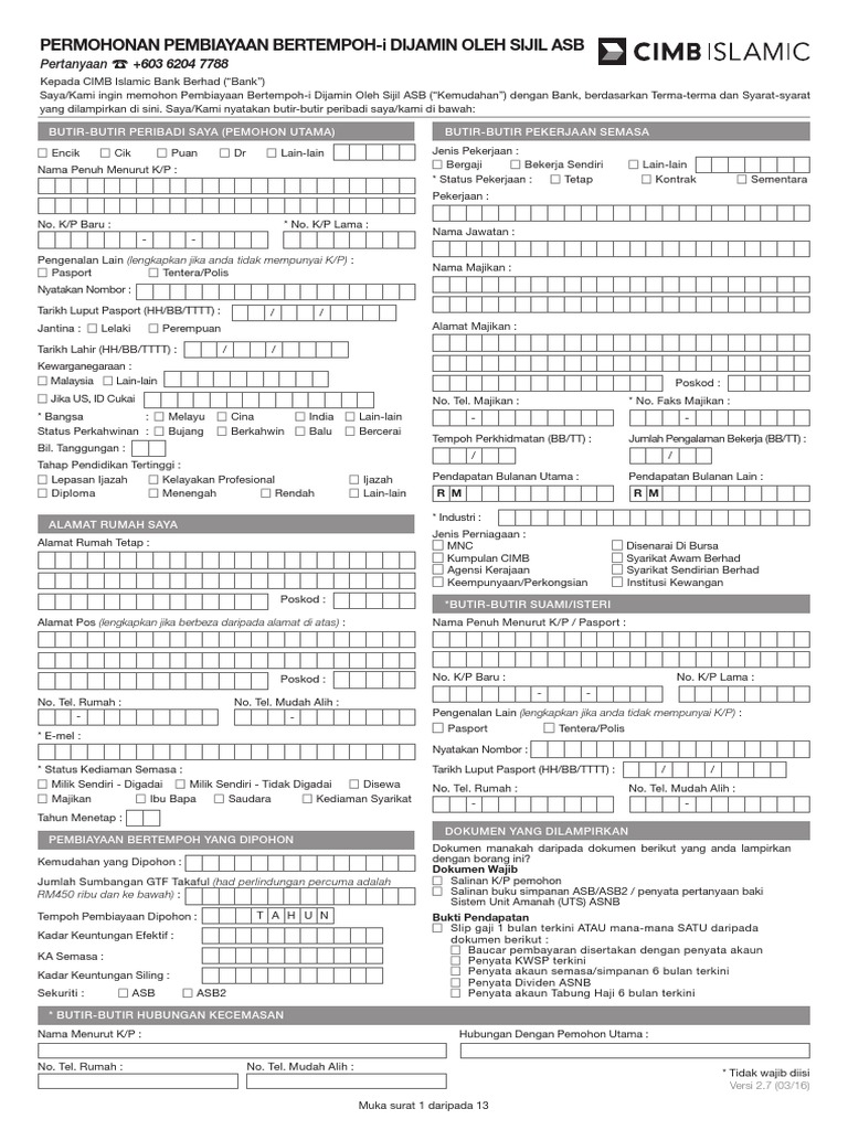 Borang Permohonan Asb