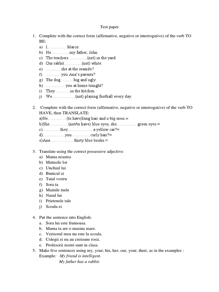 English Verb Forms and Translation Exercises | PDF | Language Arts ...