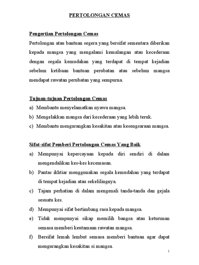 Pertolongan Cemas Lengkap Pdf