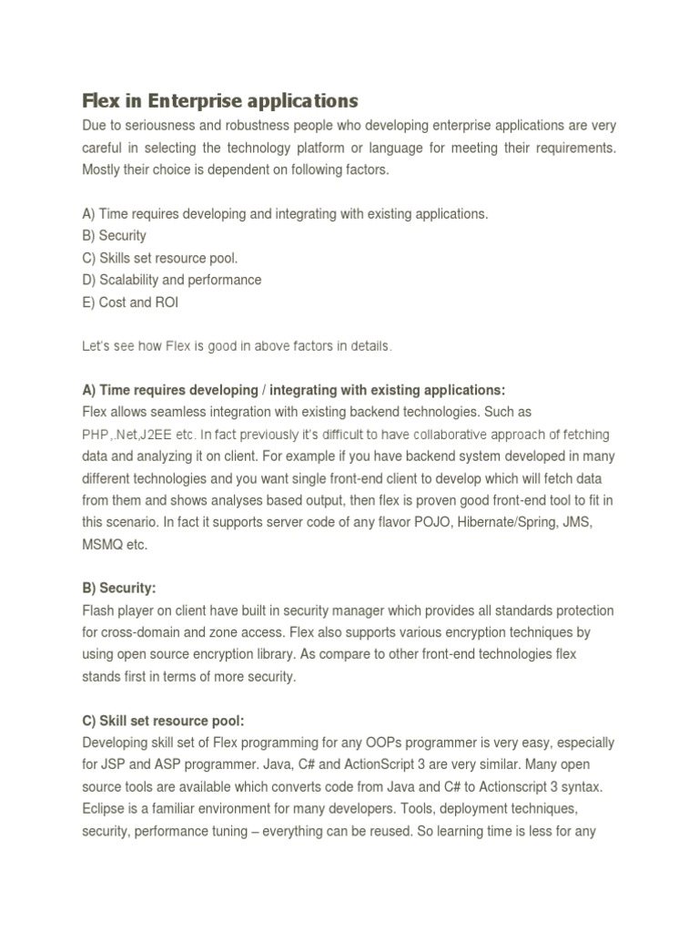 Benefits of Flex in Enterprise Applications | PDF | Apache Flex | Adobe ...