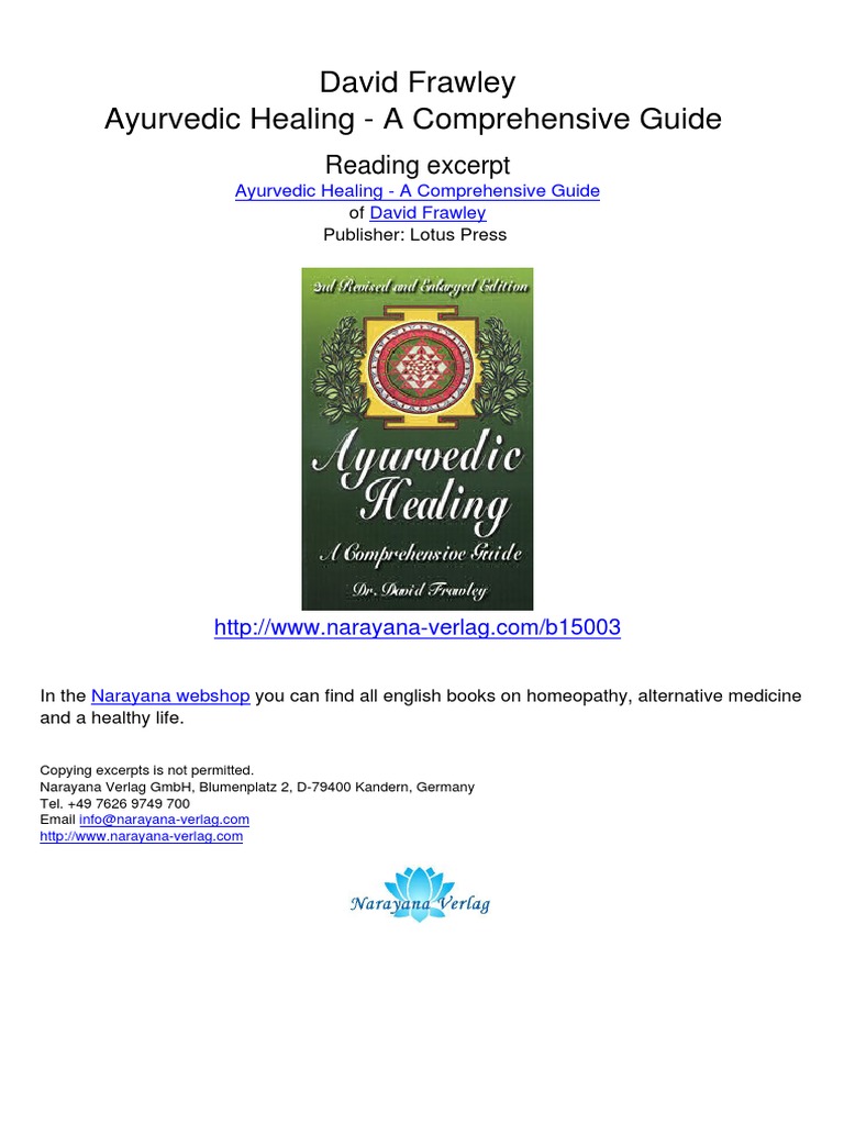 Ayurvedic Healing A Comprehensive Guide David Frawley.15003 Table of