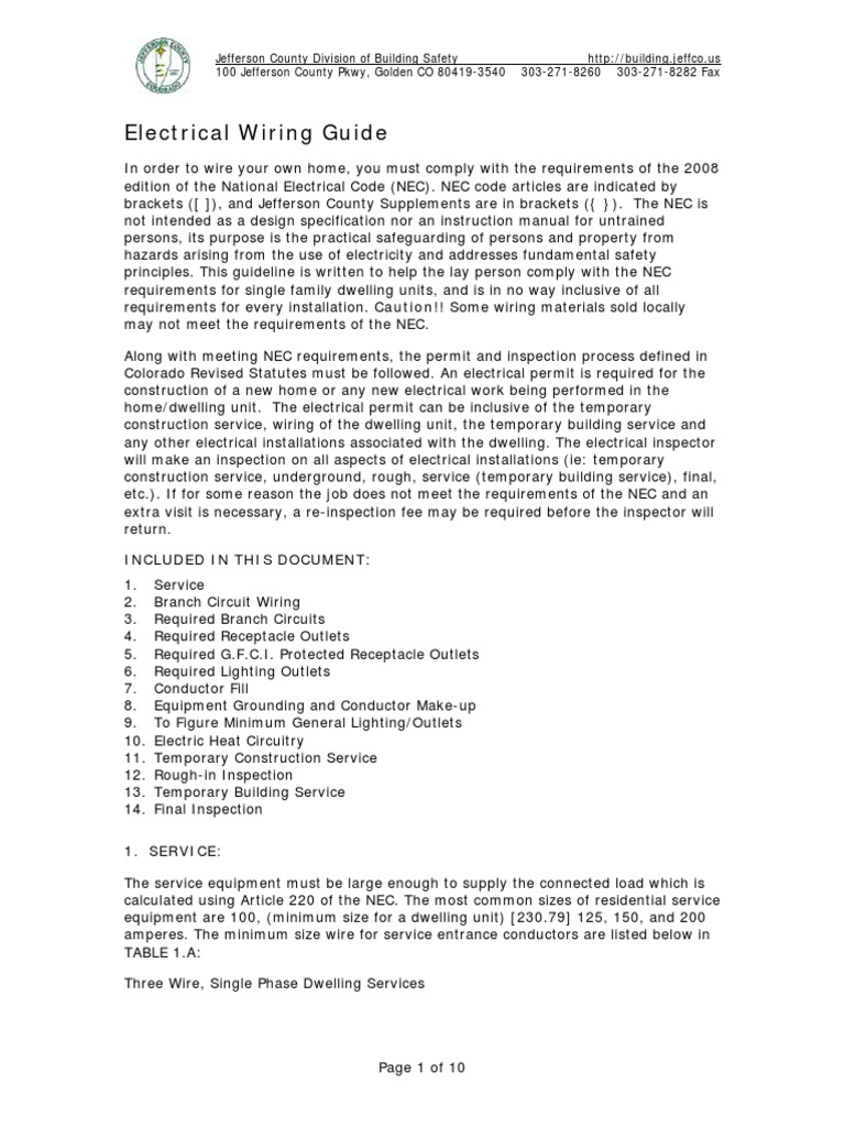 Jefferson County Electrical Wiring Guide | PDF | Electrical Wiring ...