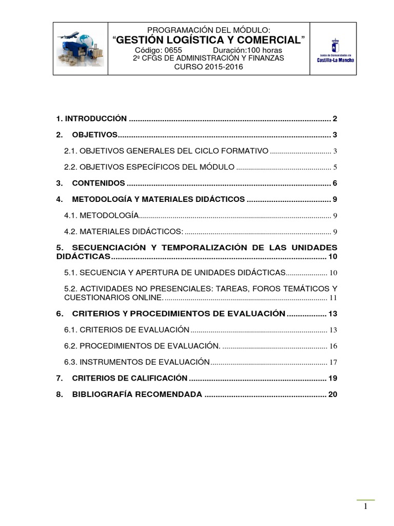 Programación Gestion Logistica y Comercial 2015-2016 | PDF | Obtención ...