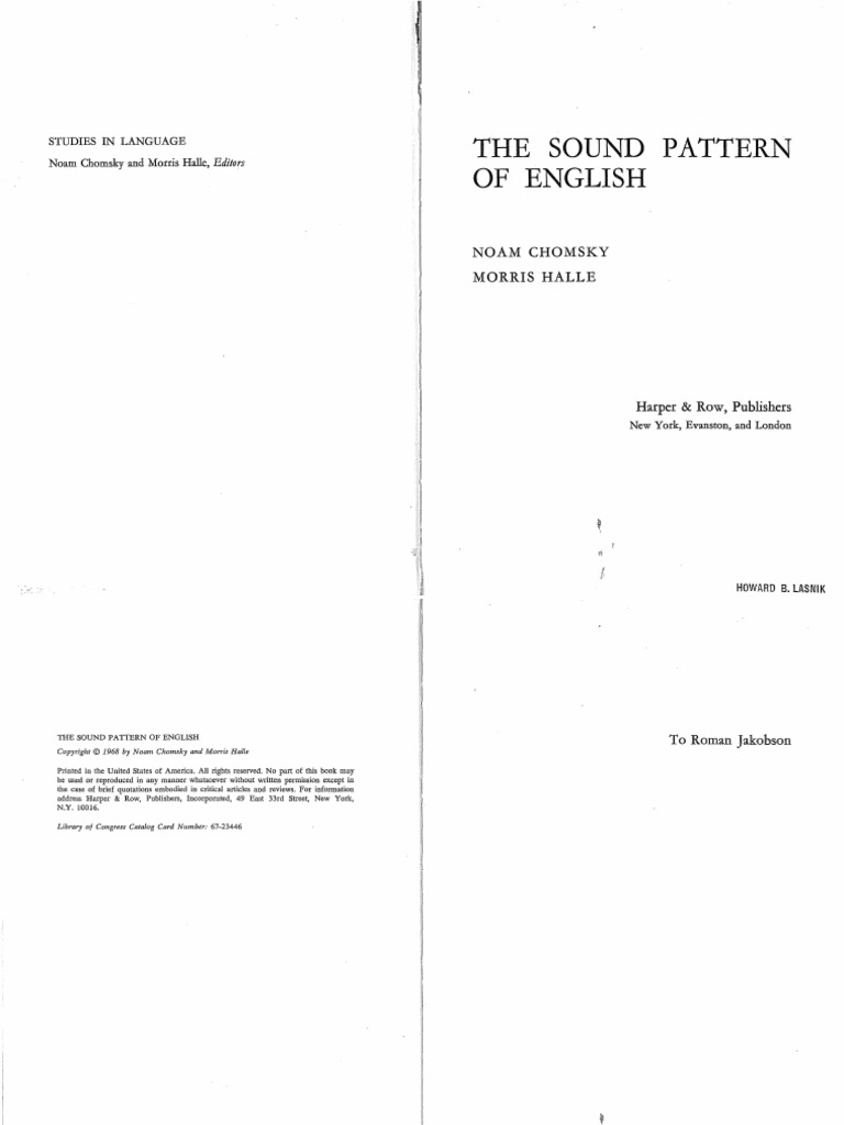 chomsky n & halle m 1968 the sound pattern of english