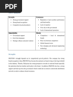 SWOT Analysis: Strengths Weaknesses