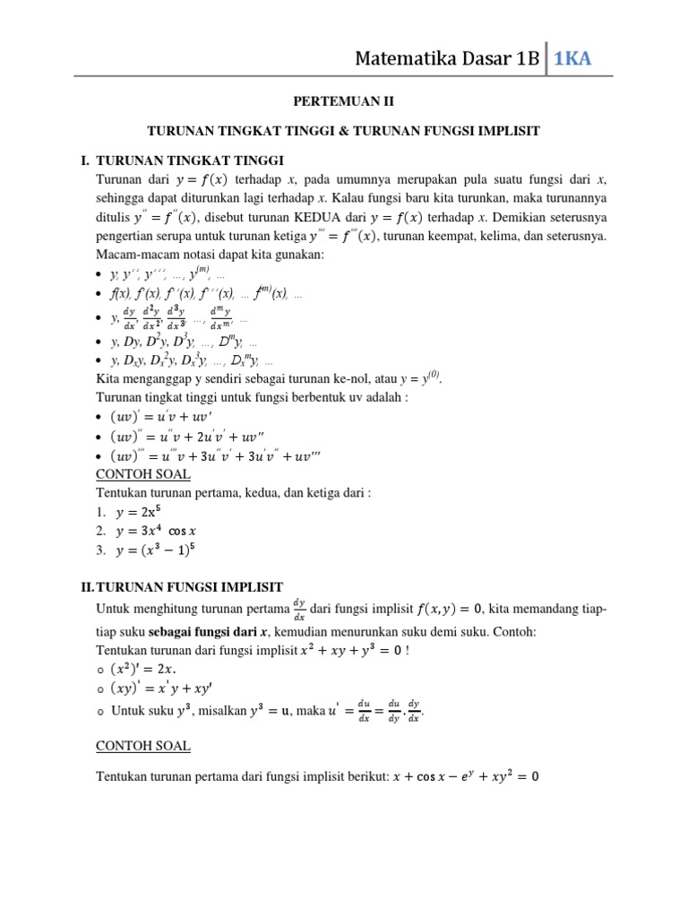 04 Turunan Tingkat Tinggi Fungsi Implisit