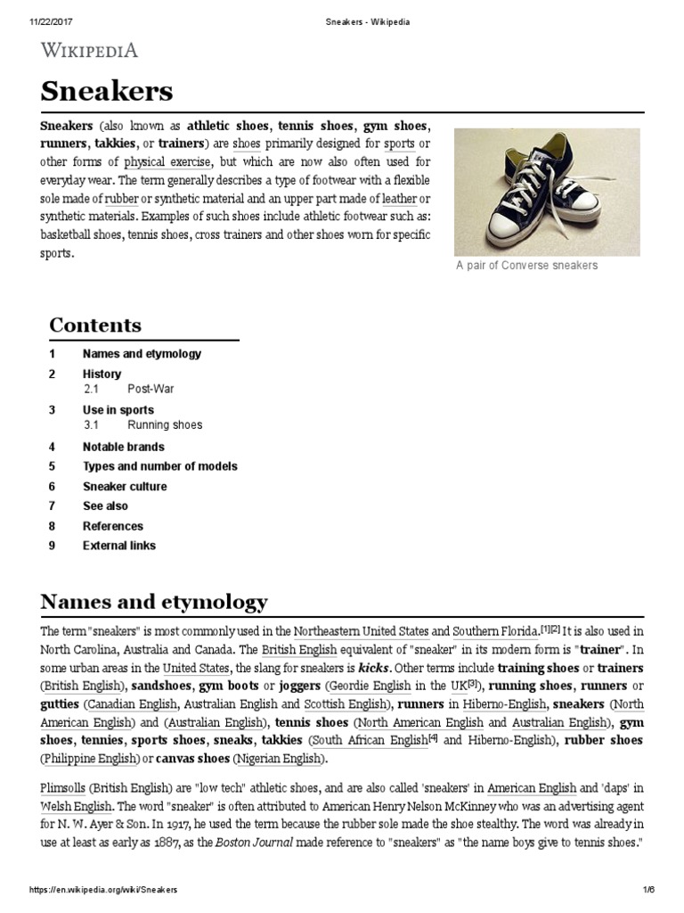 sneakers shoes wikipedia