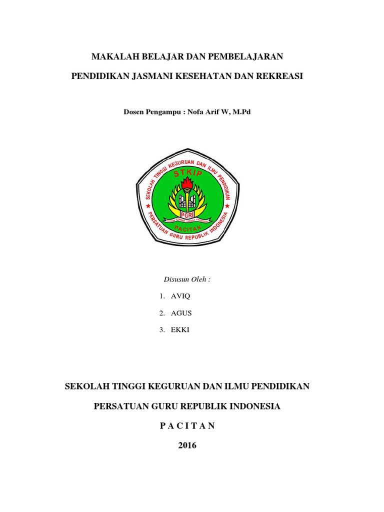 Makalah Belajar Dan Pembelajaran PJKR