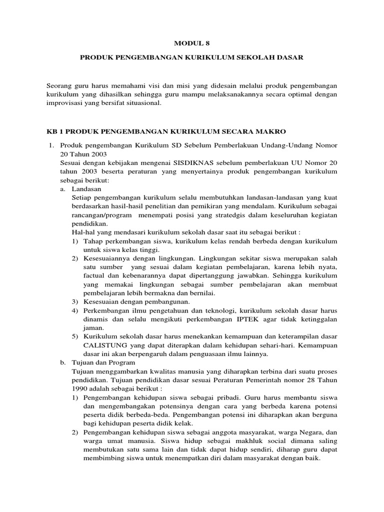 Rangkuma Pengembangan Kurikulum Dan Pembelajaran Si Sd