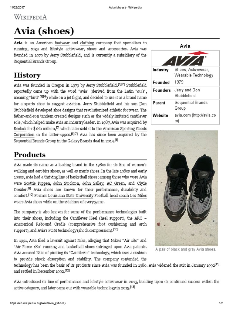 avia shoe company