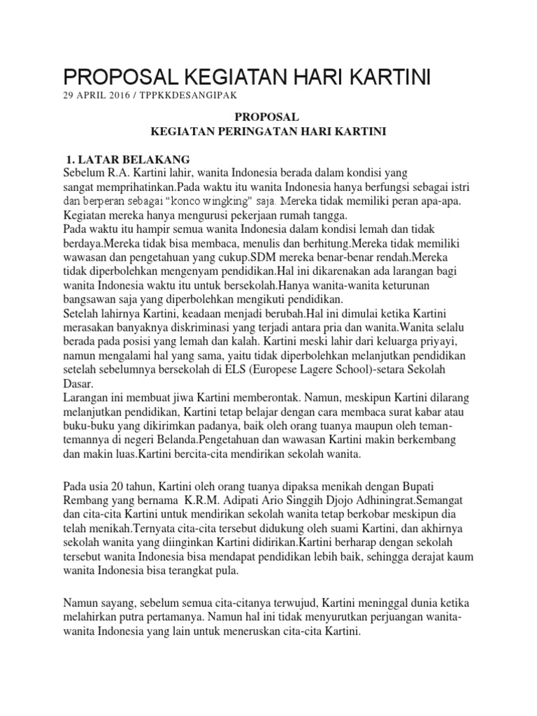 Proposal Kegiatan Hari Kartini Pkk