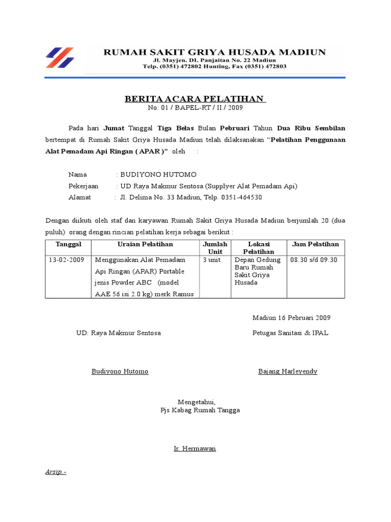 Berita Acara Pelatihan APAR.doc