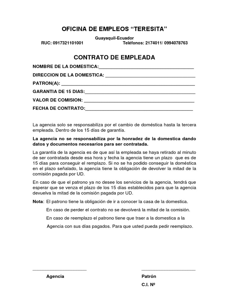 Contrato de Oficina de Empleos | PDF