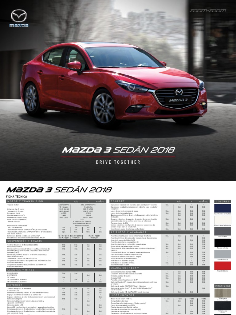 ficha_tecnica_mazda_3_sedan_2018.pdf Airbag Sistema de freno