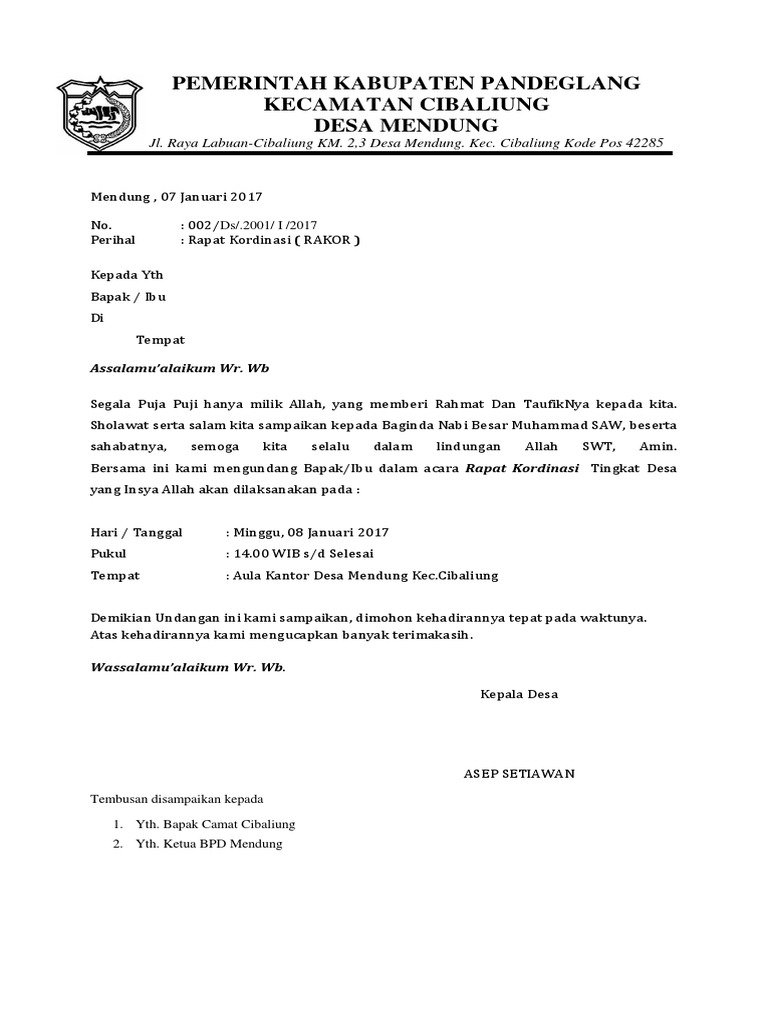 Surat Undangan Rapat Resmi Pdf