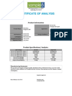 Certificate of Analysis: Product Information