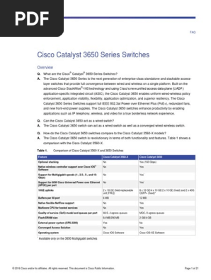 Cisco Catalyst 3650 Series Switches Pdf Network Switch Cisco Systems