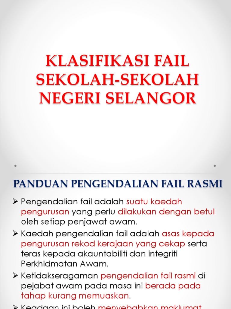 Klasifikasi Fail Sekolah Selangor | PDF