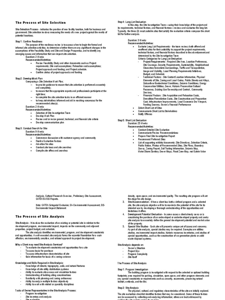 The Process of Site Selection | PDF | Feasibility Study | Environmental ...