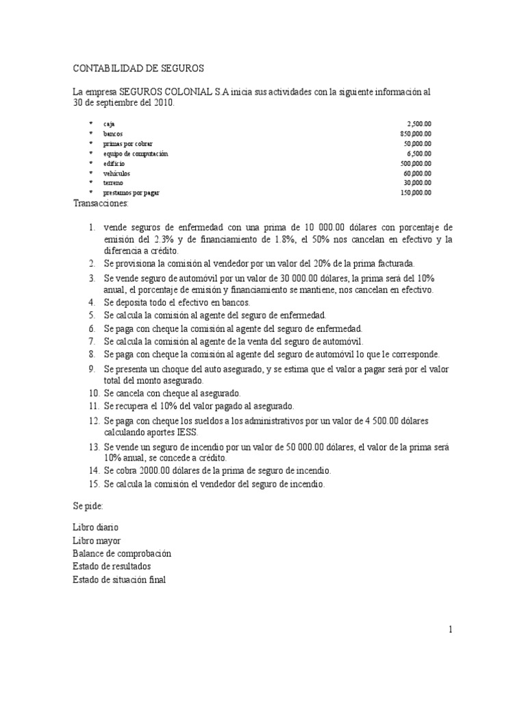 Contabilidad de Primas de Seguros | PDF | Seguro | Depreciación