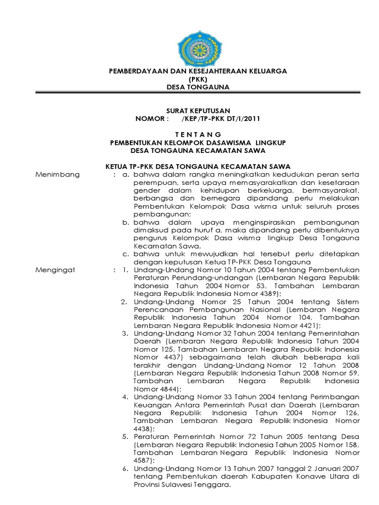 Contoh Sk Dasawisma Jurnal Siswa