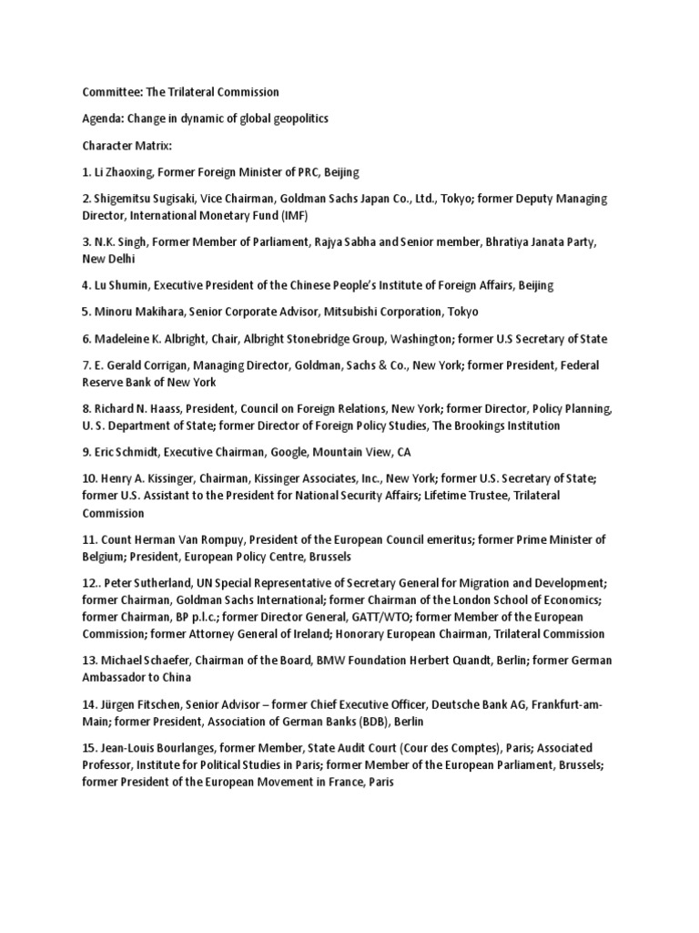 Trilateral Commission Geopolitical Agenda | PDF | Foreign Policy ...