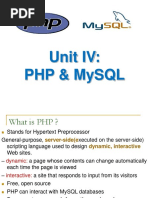 Unit IV: PHP & Mysql